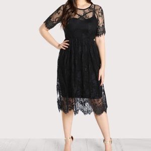 Sheer black lace midi dress